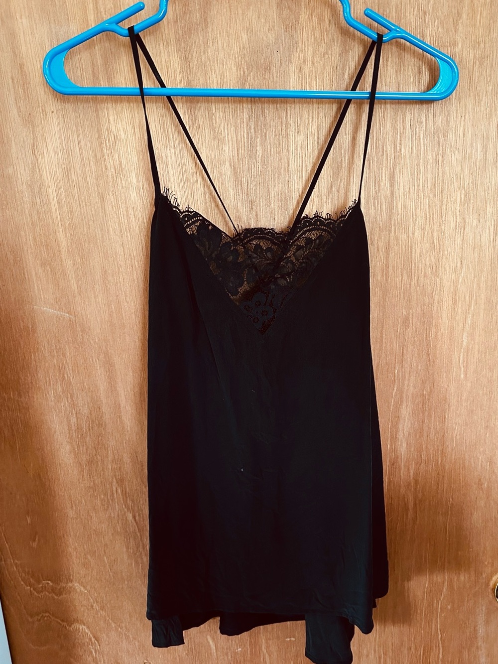 Express Silk Black Lace-Trim Camisole